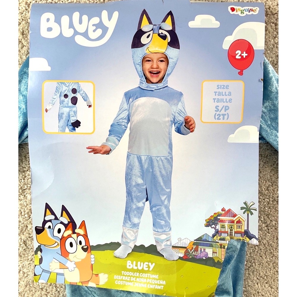 Disguise Bluey Toddler Costume Blue Dog Jumpsuit with Headpiece Size 2T Small